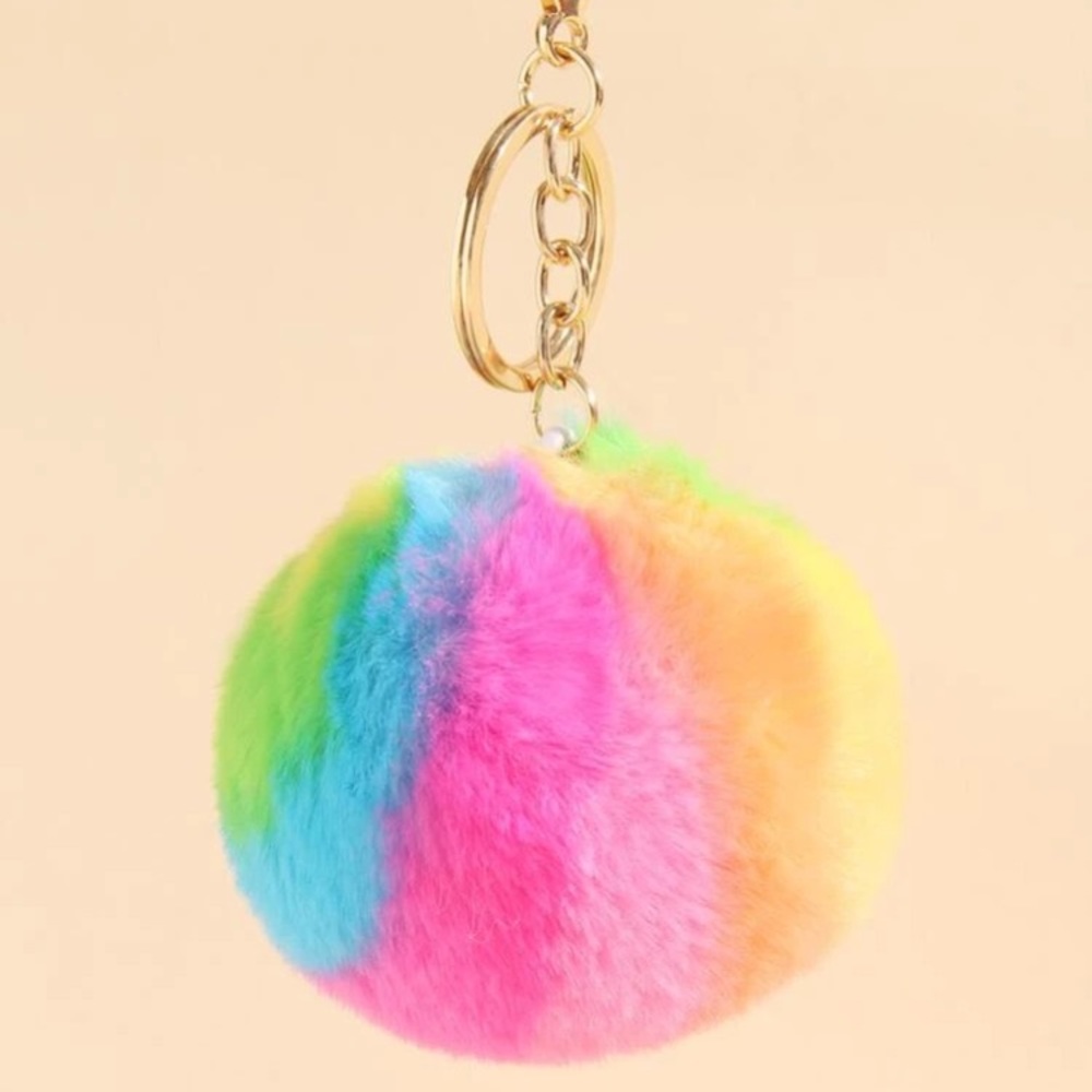 🍭 Super Colorful Rainbow Style Fuzzy Pom Pom 🍬 - Picture 1 of 7